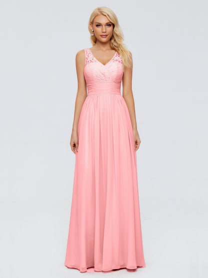 Valerie A-line V Neck Straps Chiffon Bridesmaid Dresses