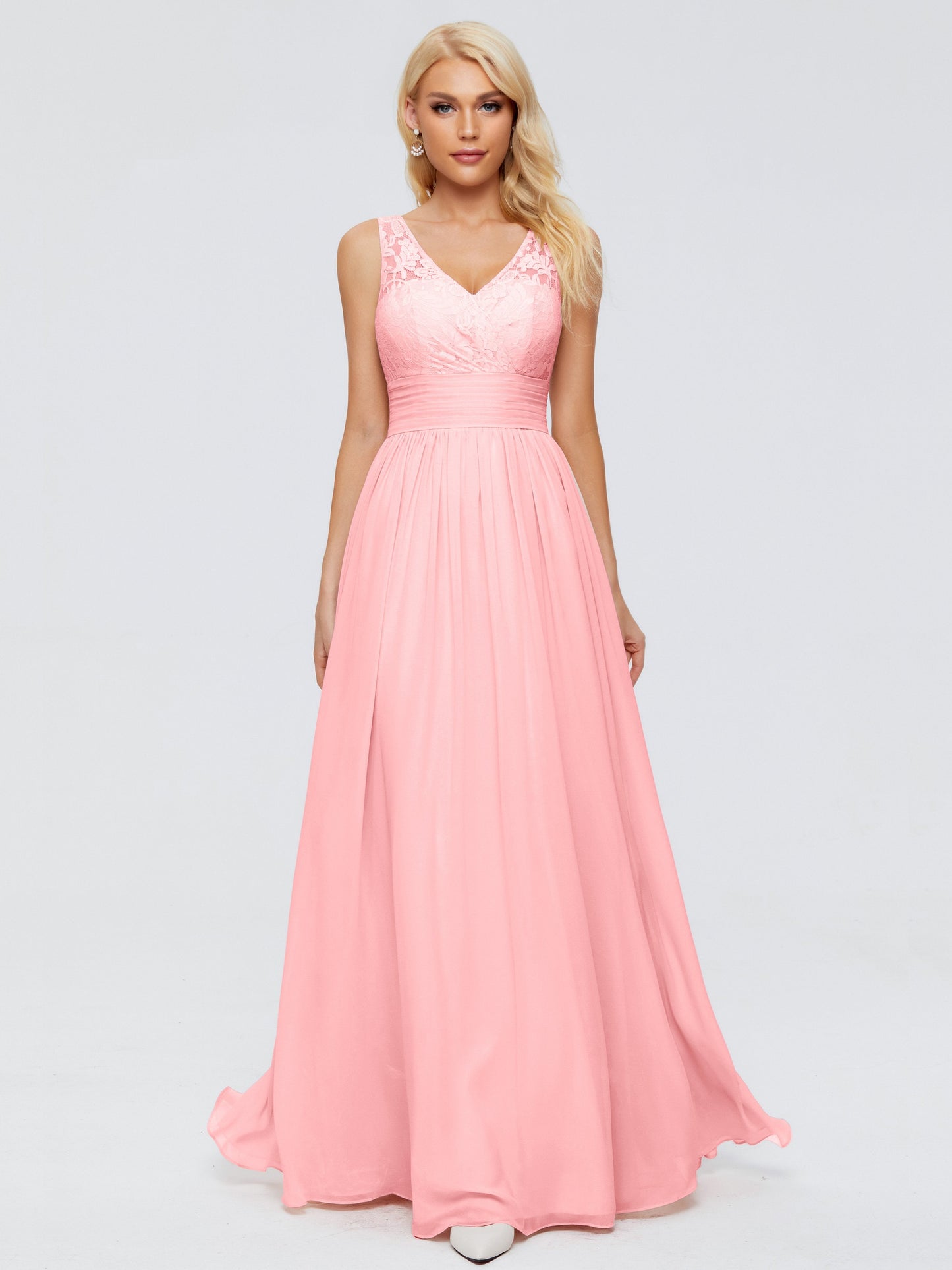 Valerie A-line V Neck Straps Chiffon Bridesmaid Dresses