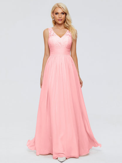 Valerie A-line V Neck Straps Chiffon Bridesmaid Dresses