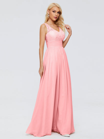 Valerie A-line V Neck Straps Chiffon Bridesmaid Dresses