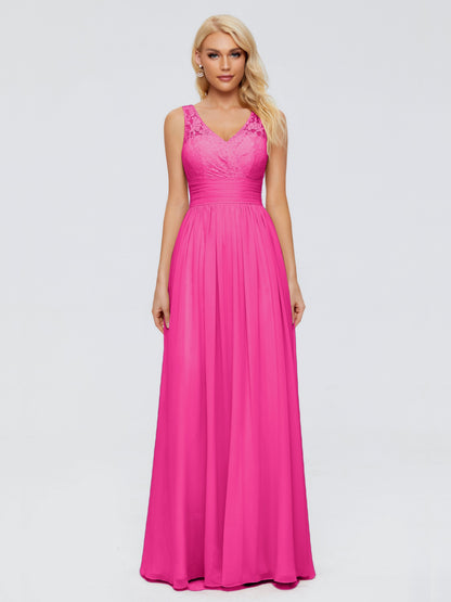 Valerie A-line V Neck Straps Chiffon Bridesmaid Dresses
