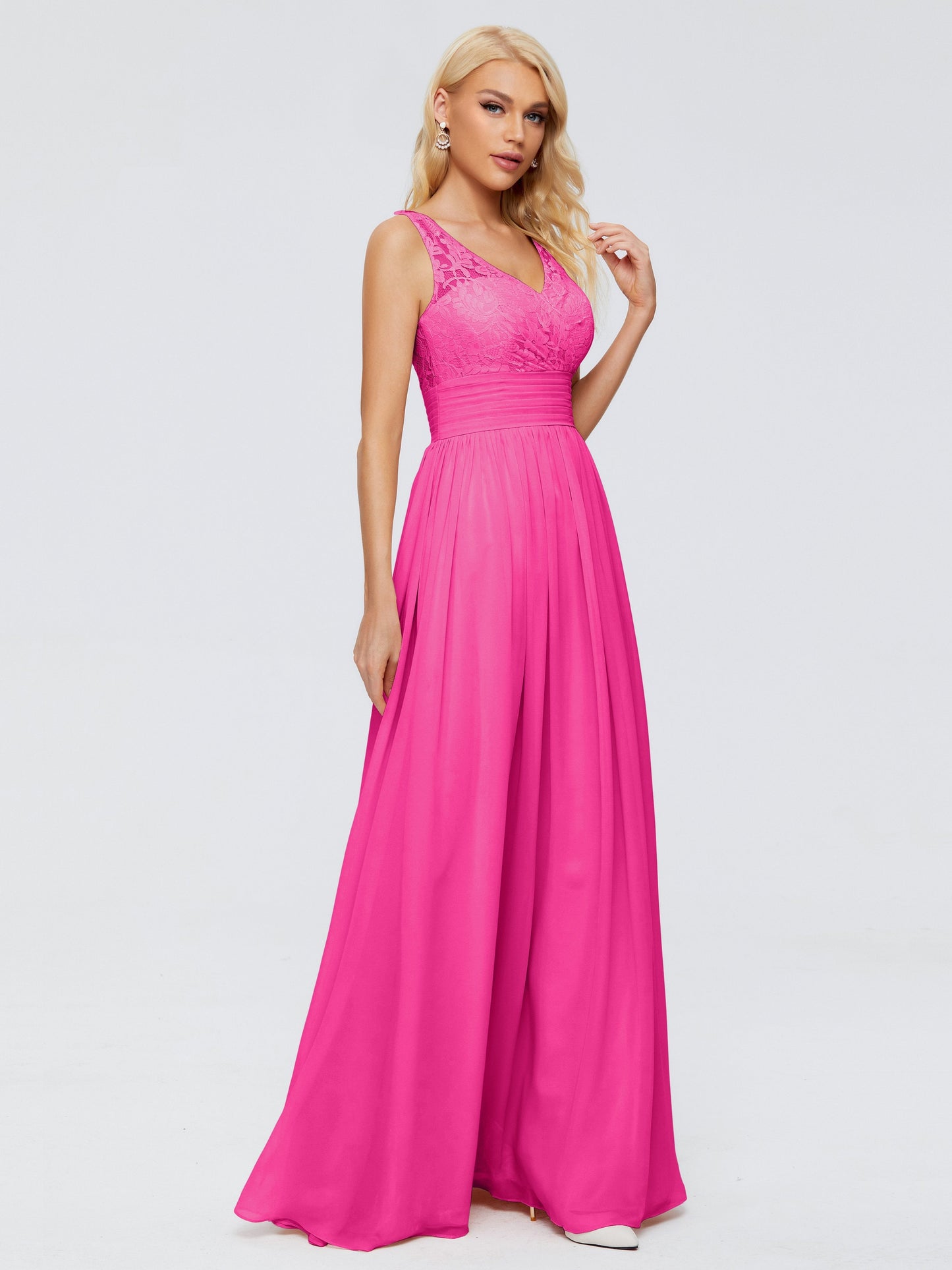 Valerie A-line V Neck Straps Chiffon Bridesmaid Dresses