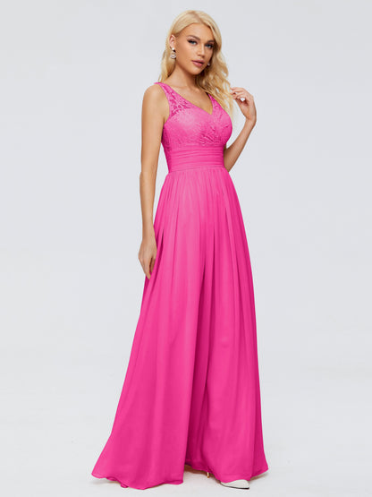 Valerie A-line V Neck Straps Chiffon Bridesmaid Dresses
