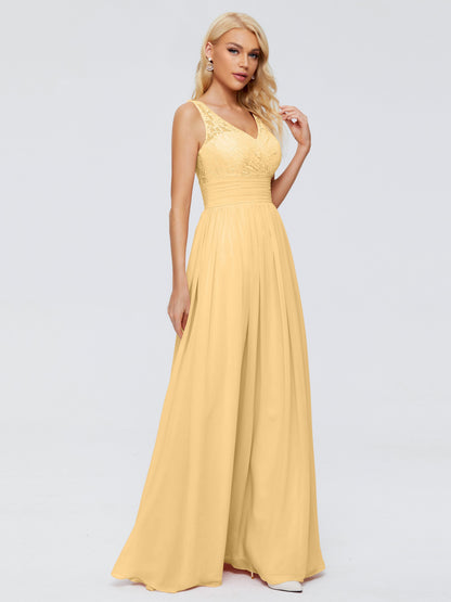 Valerie A-line V Neck Straps Chiffon Bridesmaid Dresses