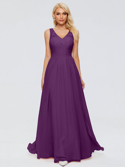 Valerie A-line V Neck Straps Chiffon Bridesmaid Dresses