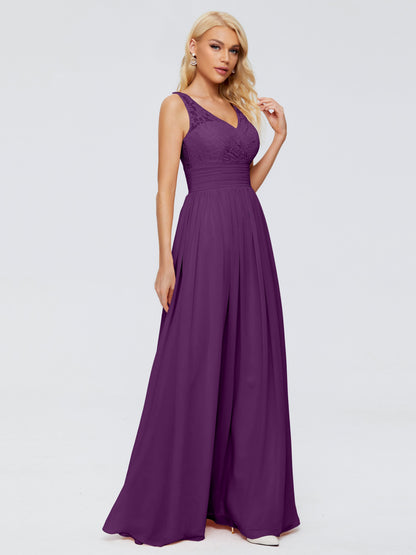 Valerie A-line V Neck Straps Chiffon Bridesmaid Dresses