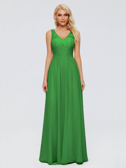 Valerie A-line V Neck Straps Chiffon Bridesmaid Dresses