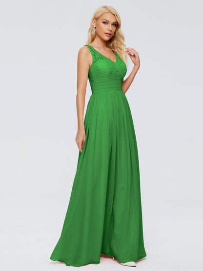 Valerie A-line V Neck Straps Chiffon Bridesmaid Dresses