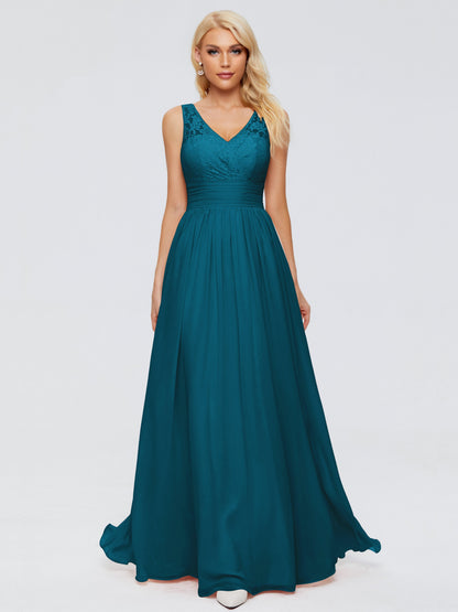 Valerie A-line V Neck Straps Chiffon Bridesmaid Dresses