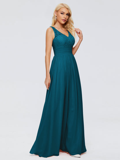 Valerie A-line V Neck Straps Chiffon Bridesmaid Dresses