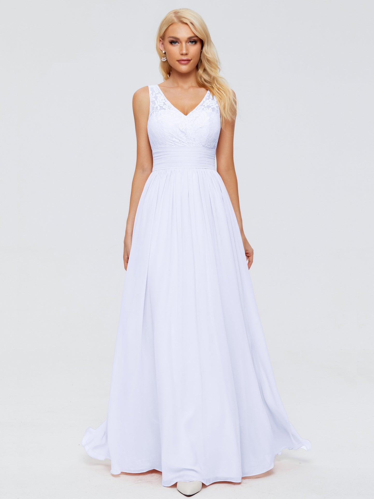 Valerie A-line V Neck Straps Chiffon Bridesmaid Dresses