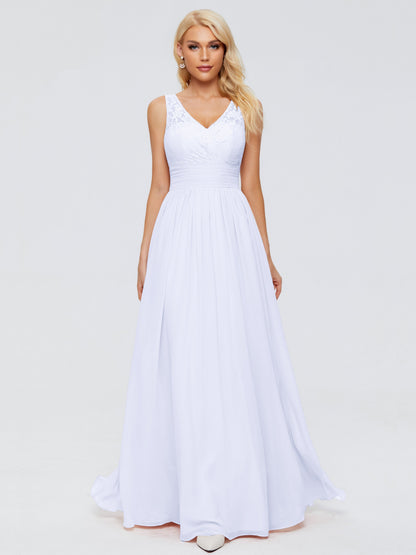 Valerie A-line V Neck Straps Chiffon Bridesmaid Dresses