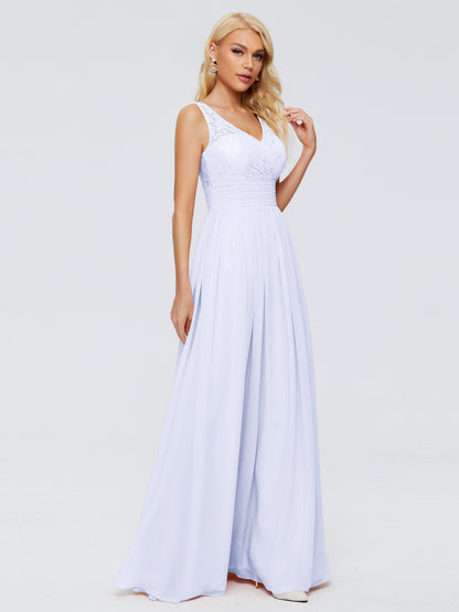 Valerie A-line V Neck Straps Chiffon Bridesmaid Dresses