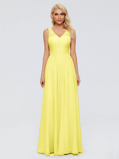 Valerie A-line V Neck Straps Chiffon Bridesmaid Dresses