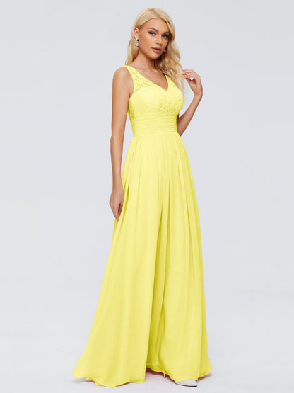 Valerie A-line V Neck Straps Chiffon Bridesmaid Dresses