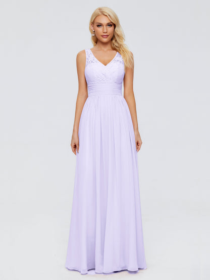 Valerie A-line V Neck Straps Chiffon Bridesmaid Dresses