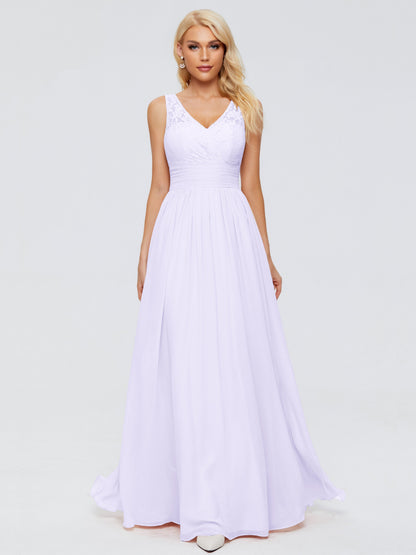 Valerie A-line V Neck Straps Chiffon Bridesmaid Dresses