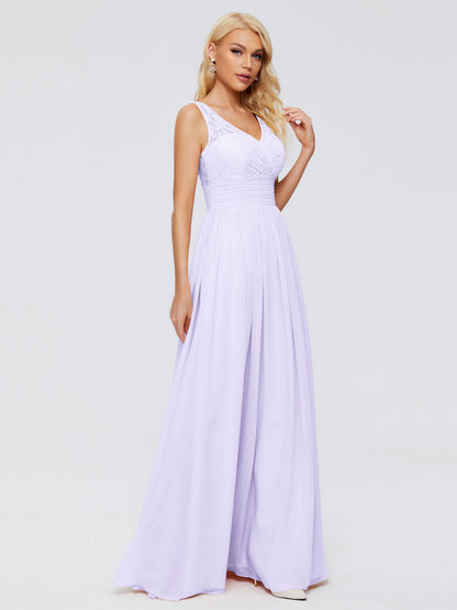 Valerie A-line V Neck Straps Chiffon Bridesmaid Dresses