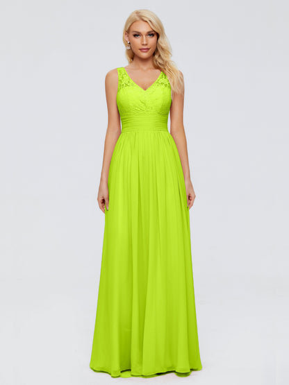 Valerie A-line V Neck Straps Chiffon Bridesmaid Dresses