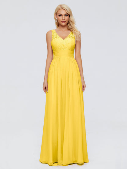 Valerie A-line V Neck Straps Chiffon Bridesmaid Dresses