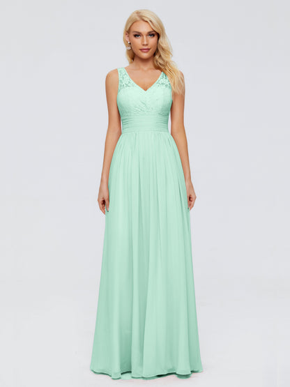 Valerie A-line V Neck Straps Chiffon Bridesmaid Dresses