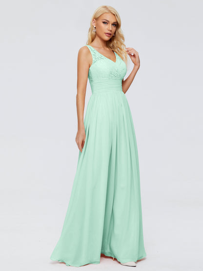Valerie A-line V Neck Straps Chiffon Bridesmaid Dresses