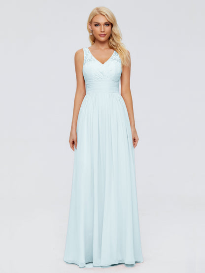Valerie A-line V Neck Straps Chiffon Bridesmaid Dresses