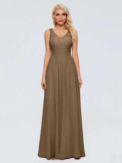 Valerie A-line V Neck Straps Chiffon Bridesmaid Dresses