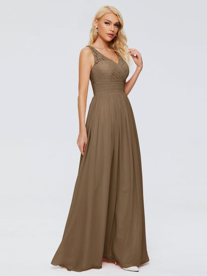 Valerie A-line V Neck Straps Chiffon Bridesmaid Dresses