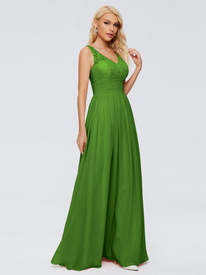 Valerie A-line V Neck Straps Chiffon Bridesmaid Dresses