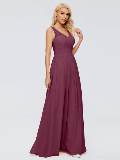 Valerie A-line V Neck Straps Chiffon Bridesmaid Dresses