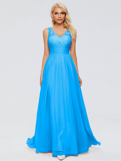 Valerie A-line V Neck Straps Chiffon Bridesmaid Dresses