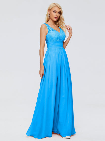 Valerie A-line V Neck Straps Chiffon Bridesmaid Dresses