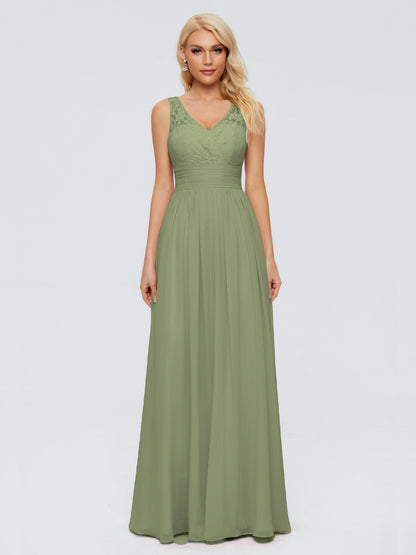 Valerie A-line V Neck Straps Chiffon Bridesmaid Dresses