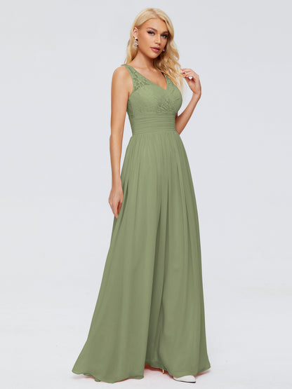 Valerie A-line V Neck Straps Chiffon Bridesmaid Dresses