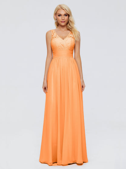 Valerie A-line V Neck Straps Chiffon Bridesmaid Dresses