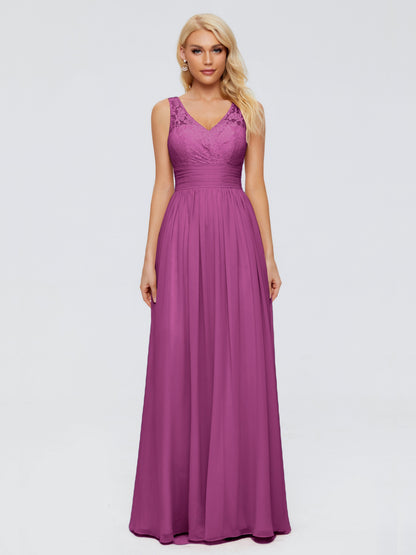 Valerie A-line V Neck Straps Chiffon Bridesmaid Dresses