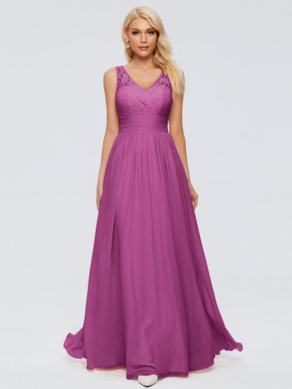 Valerie A-line V Neck Straps Chiffon Bridesmaid Dresses