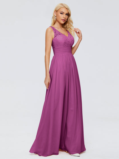 Valerie A-line V Neck Straps Chiffon Bridesmaid Dresses