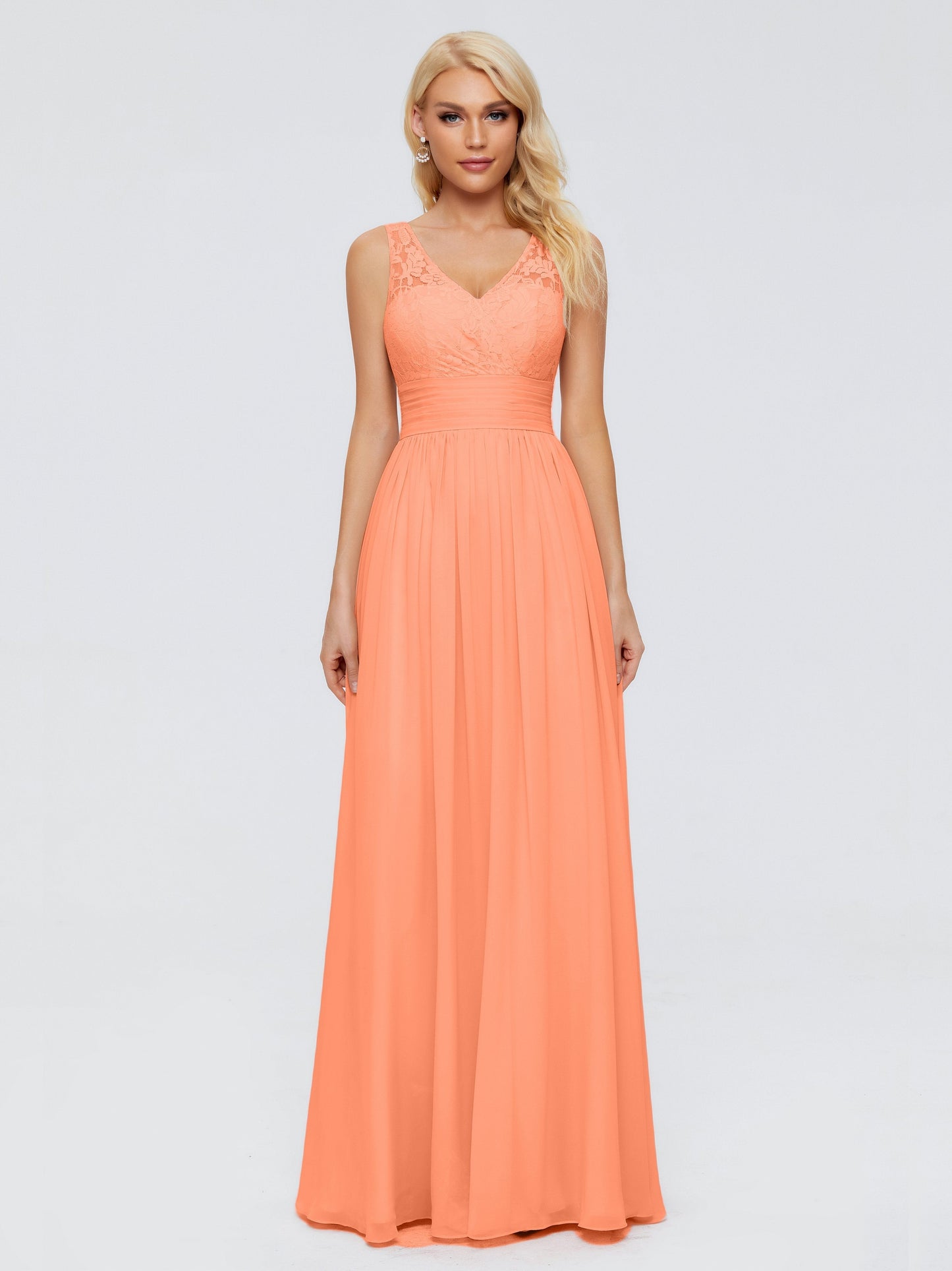 Valerie A-line V Neck Straps Chiffon Bridesmaid Dresses