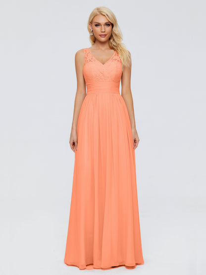 Valerie A-line V Neck Straps Chiffon Bridesmaid Dresses