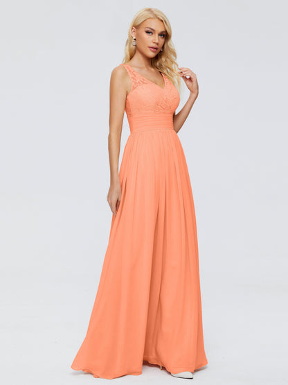 Valerie A-line V Neck Straps Chiffon Bridesmaid Dresses