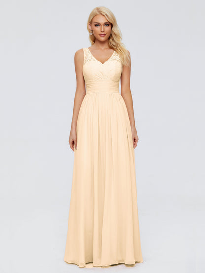 Valerie A-line V Neck Straps Chiffon Bridesmaid Dresses