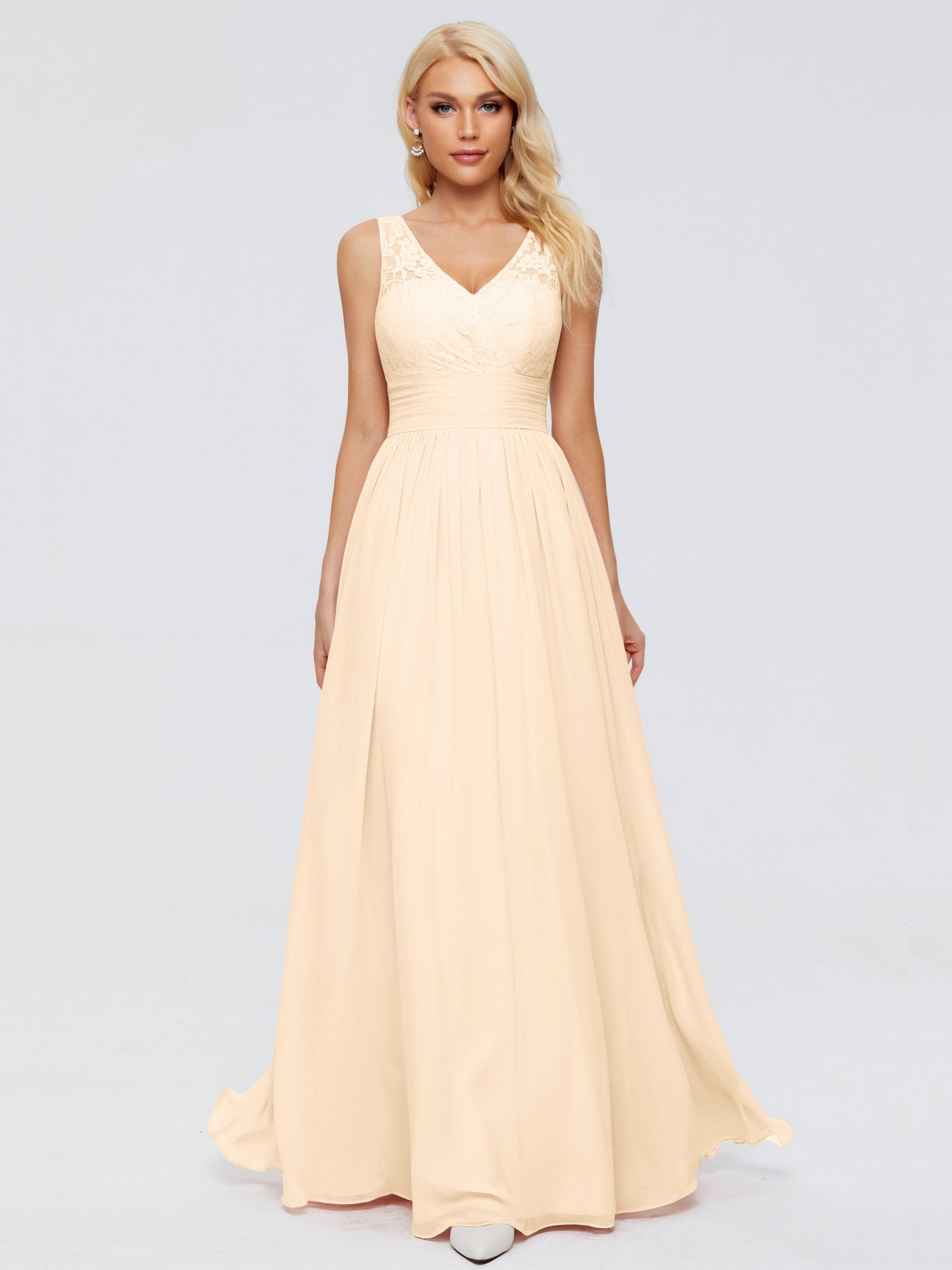 Valerie A-line V Neck Straps Chiffon Bridesmaid Dresses
