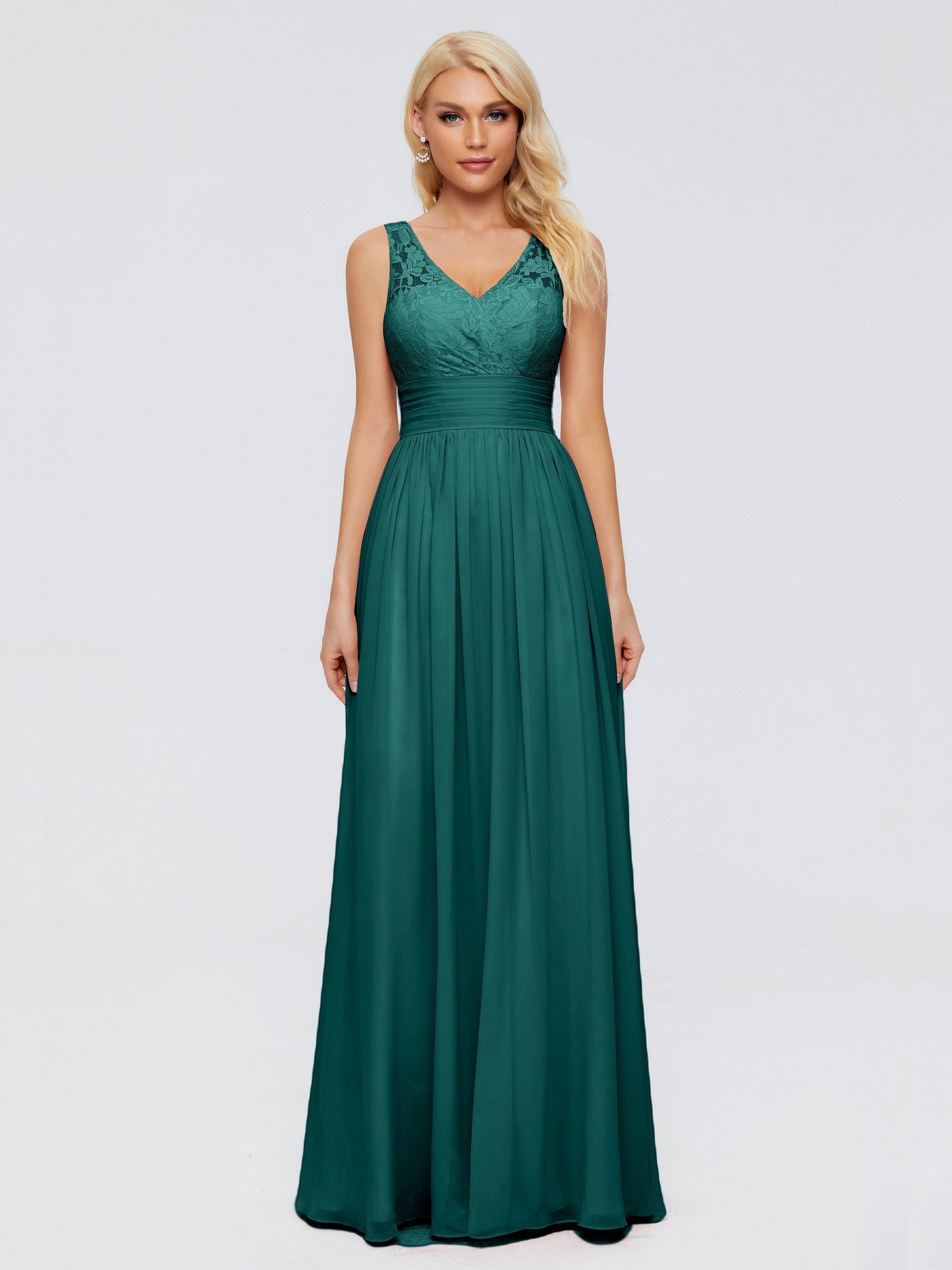 Valerie A-line V Neck Straps Chiffon Bridesmaid Dresses