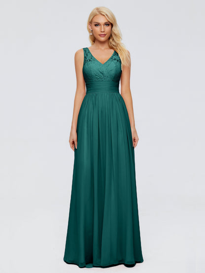 Valerie A-line V Neck Straps Chiffon Bridesmaid Dresses