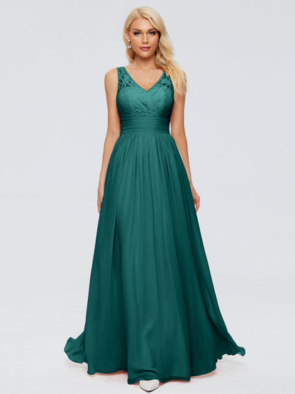 Valerie A-line V Neck Straps Chiffon Bridesmaid Dresses