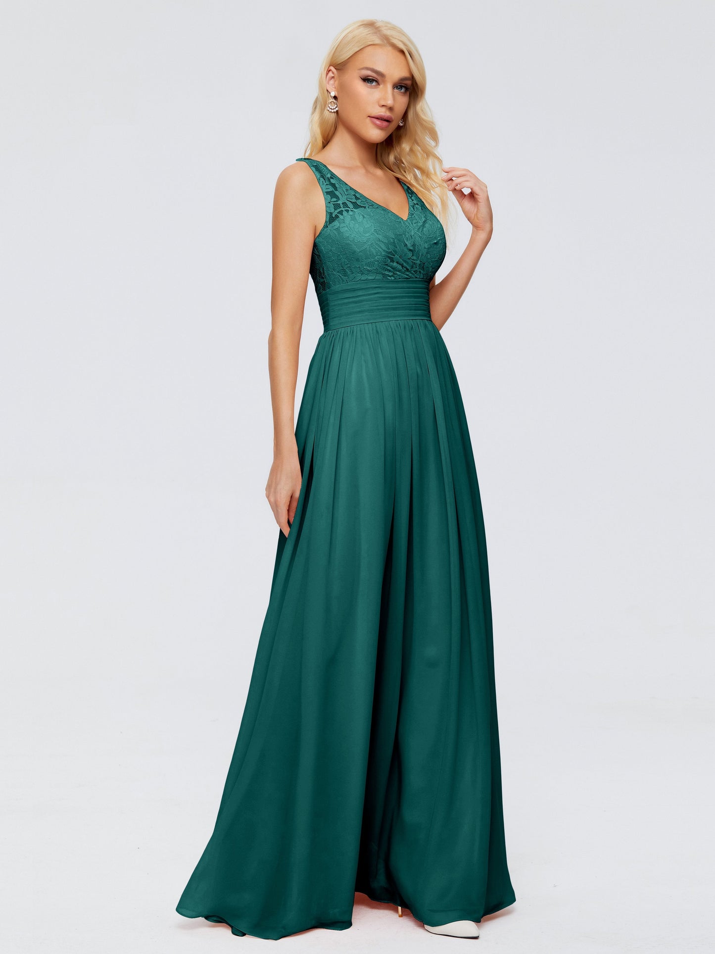 Valerie A-line V Neck Straps Chiffon Bridesmaid Dresses