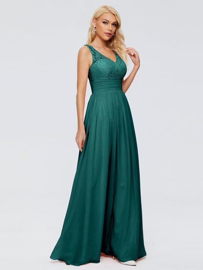 Valerie A-line V Neck Straps Chiffon Bridesmaid Dresses