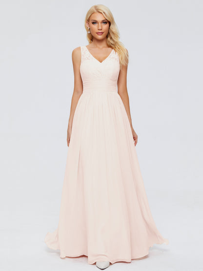 Valerie A-line V Neck Straps Chiffon Bridesmaid Dresses